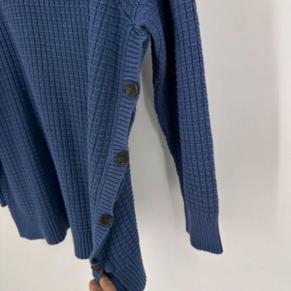 Woman Within Women's Waffle Knit Side Buttons Pullover Sweater Blue Size 1X - Picture 6 of 10